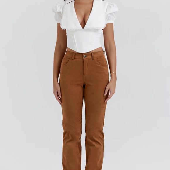 House of CB - NWT Apollo Tan Vegan Suede Pants (Women's Size S) - Picture 3 of 6